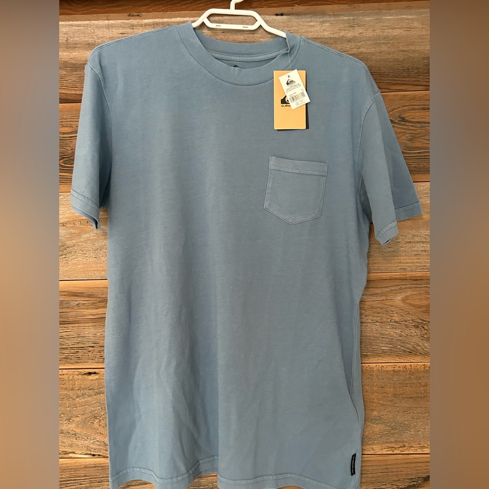 Quiksilver Mens Small Pocket Tee Slate Blue Cotton T-Shirt NWT